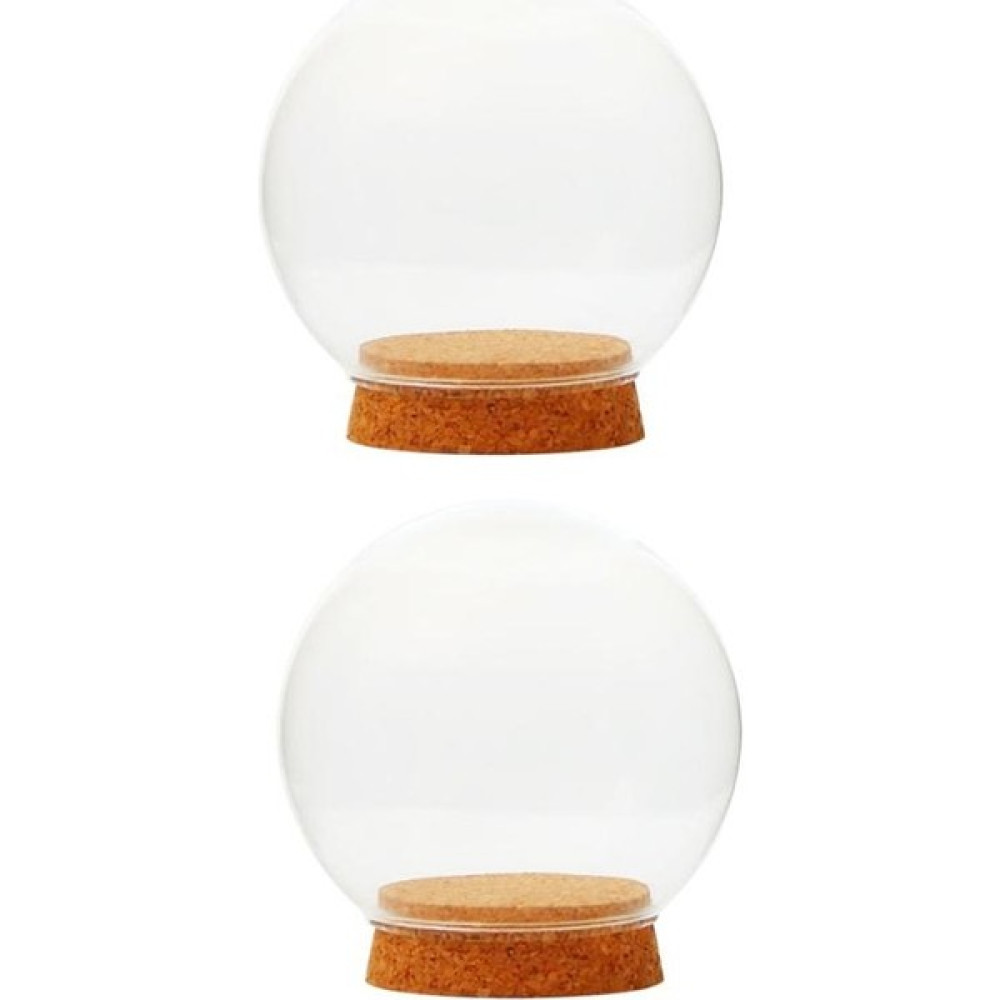 F Fityle 2xdıa 12 cm Cam Ekran Cloche Kavanoz Kubbe Ahşap Baz Centerpiece (Yurt Dışından) - Şeffaf Vazo Fiyatı