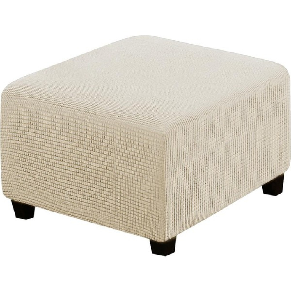 F Fityle Polyester Osmanlı Kapakları Jakarlı Square Osmanlı Slipcover Depolama Footrest Kapak Küçük Kontroller Jakarlı Kumaş - Bej (Yurt Dışından) Koltuk & Kanepe Örtüsü Fiyatı