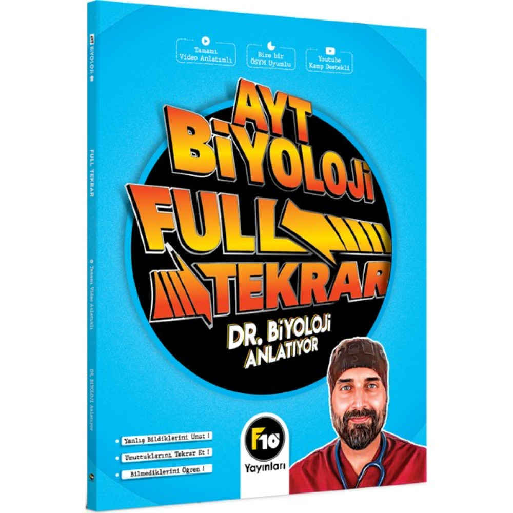 F10 Yayınları Dr. Biyoloji AYT Biyoloji Full Tekrar Video Ders Kitabı Ders Sınav Kitapları Fiyatı
