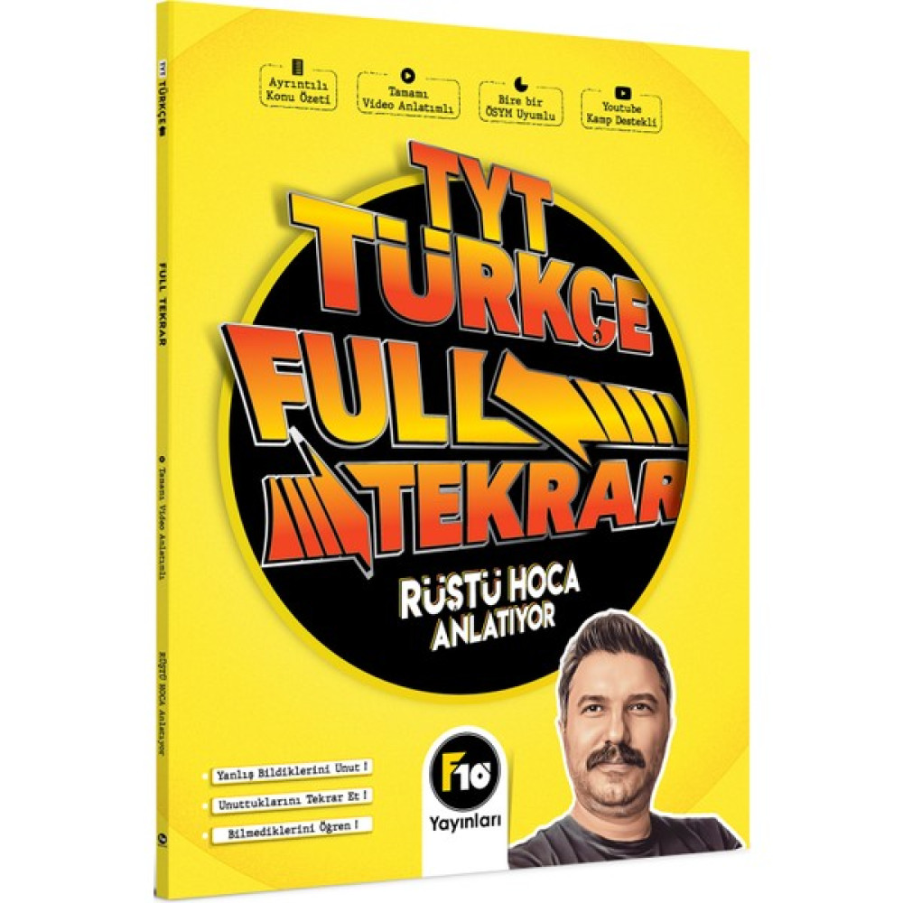 F10 Yayınları Rüştü Hoca TYT Türkçe Full Tekrar Video Ders Kitabı Türkçe Fiyatı