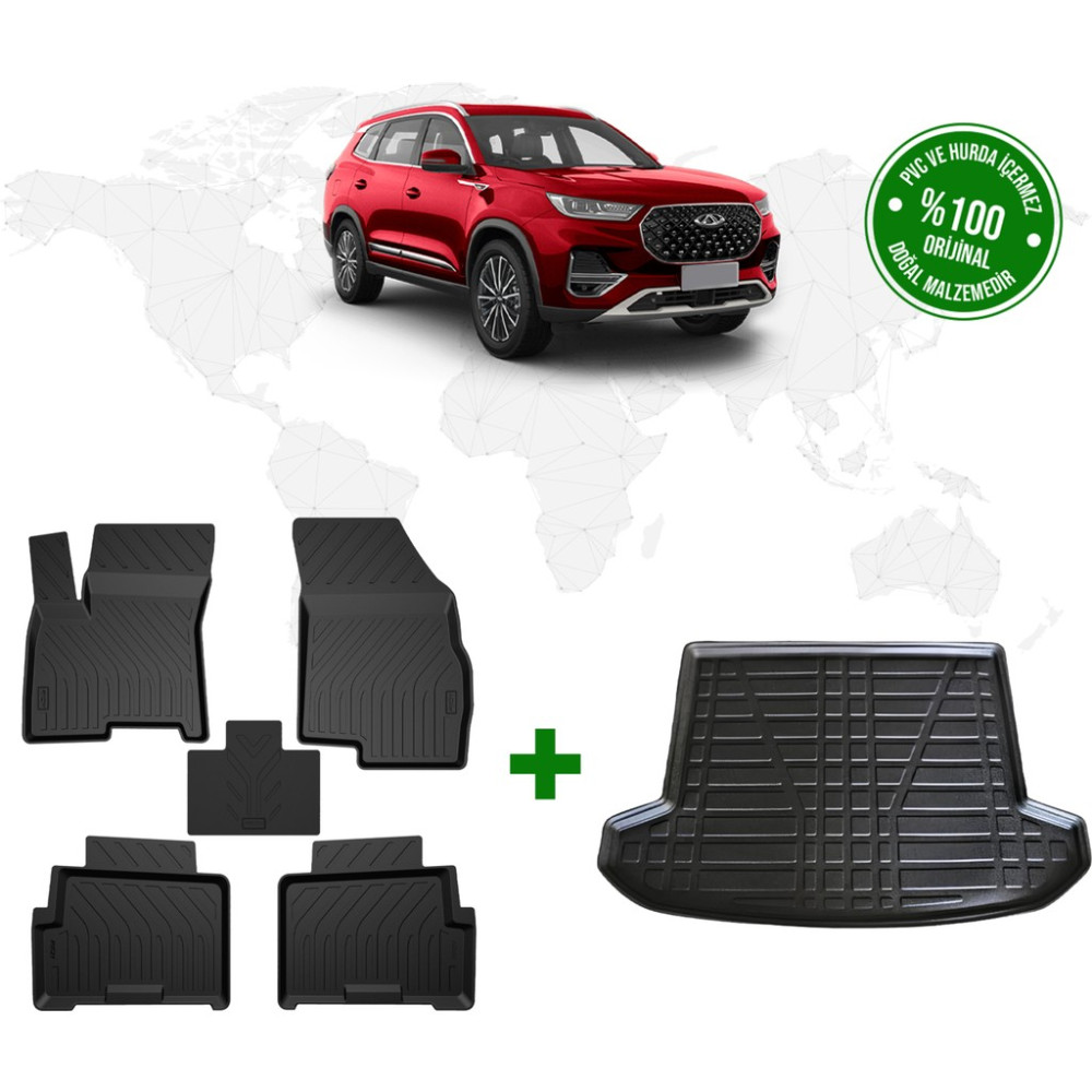 Fa Otomotiv Chery Tiggo 8 Pro – Tiggo 8 Pro Max 4D Havuzlu Paspas ve 3D Bagaj Havuzu 2022 – 2025 Model - Siyah Oto Paspas Fiyatı