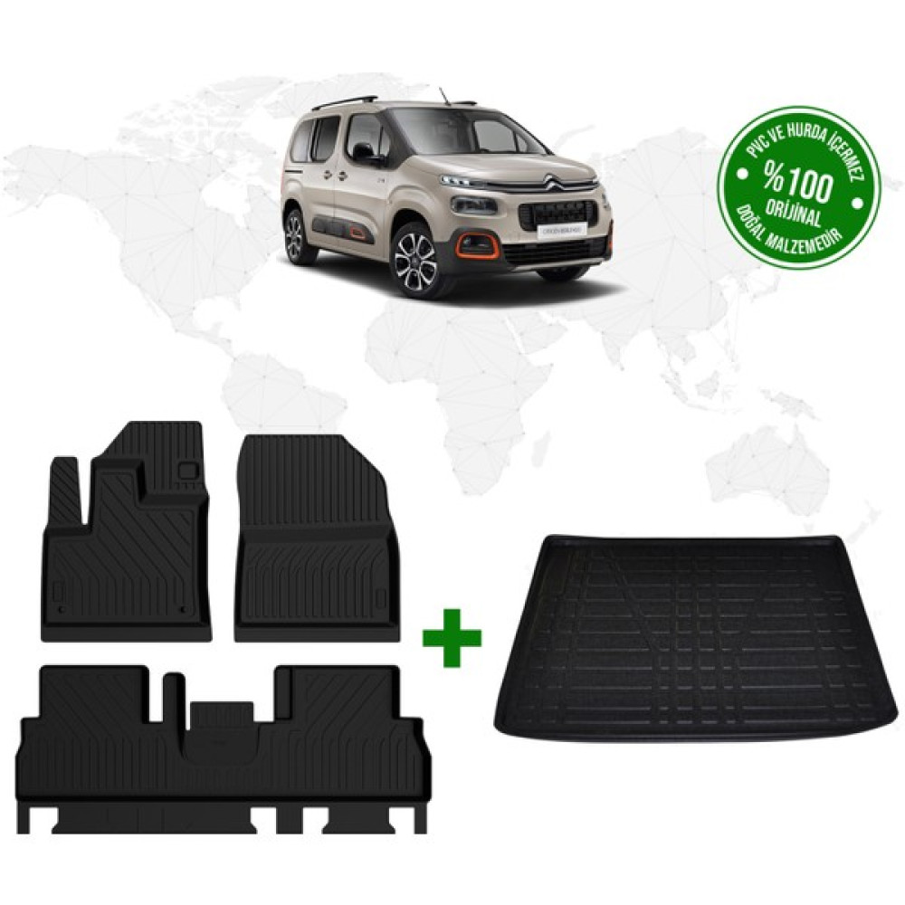 Fa Otomotiv Citroen Berlingo 4d Havuzlu Paspas ve Bagaj Havuzu 2019 Model ve Sonrası - Siyah Bagaj Havuzu Fiyatı
