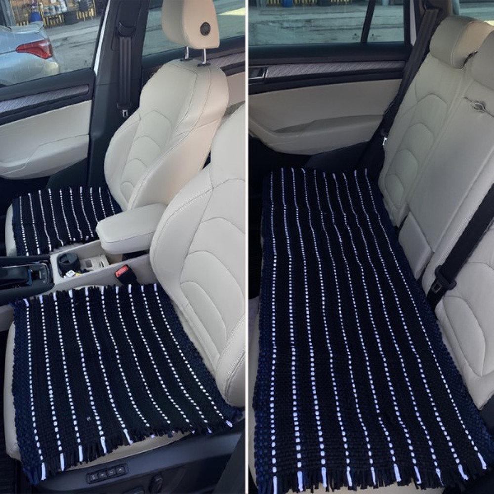 Fa Otomotiv Serme Kilim (Minder) Ön ve Arka Koltuk 3'lü Set - Siyah - Beyaz Oto Koltuk Minderi Fiyatı