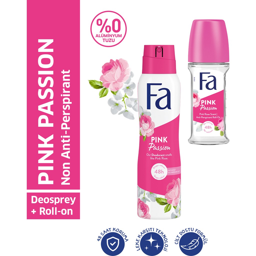 Fa Pink Passion Roll-On 50 Ml + Pink Passion Deosprey 150 Ml Deodorantlar Fiyatı