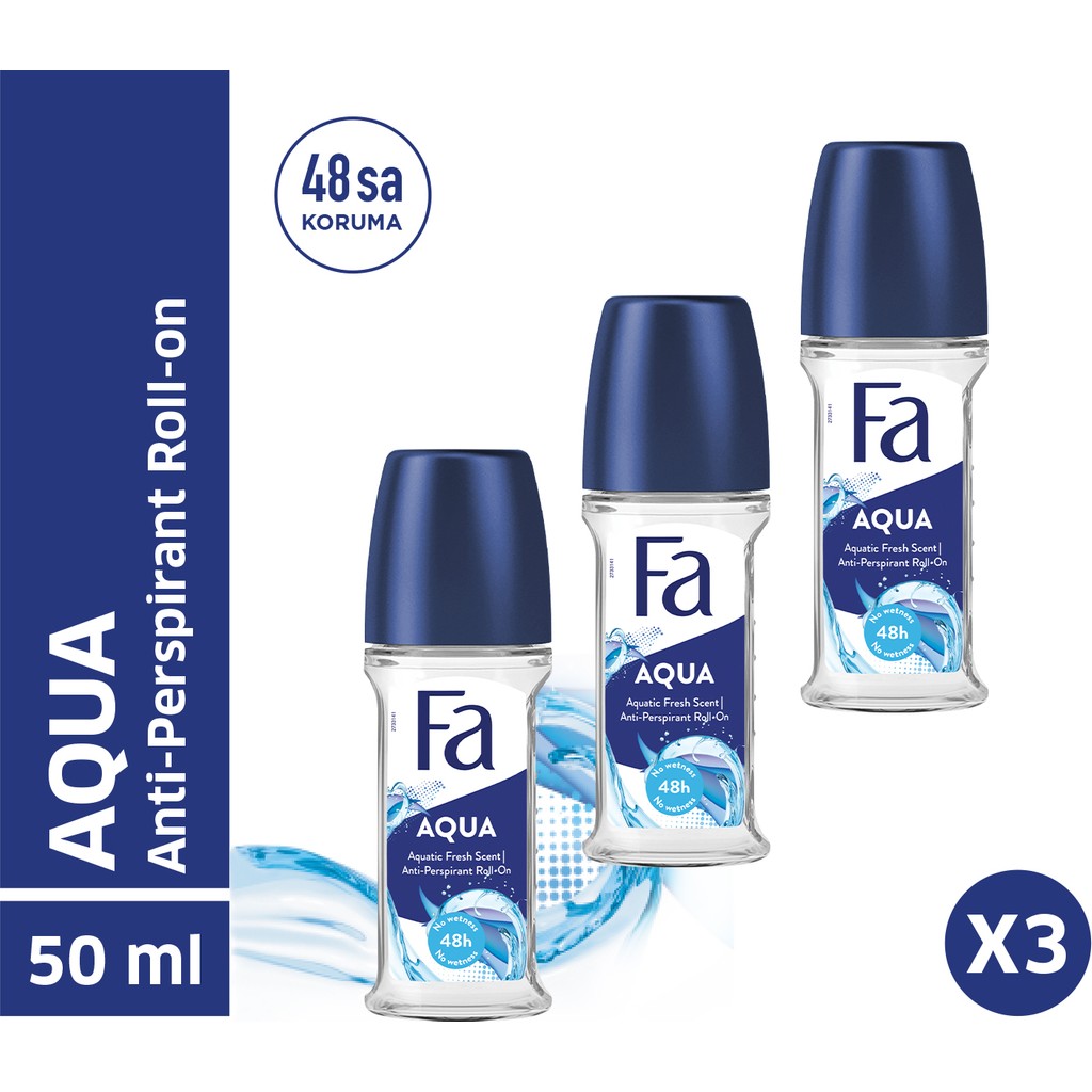 Fa Roll-On Fresh Koku Unisex 48 Saat Koruma Pudrasız Alkol İçermeyen Beyaz Leke Önleyici 3×50 ml - 50 ml Deodorantlar Fiyatı