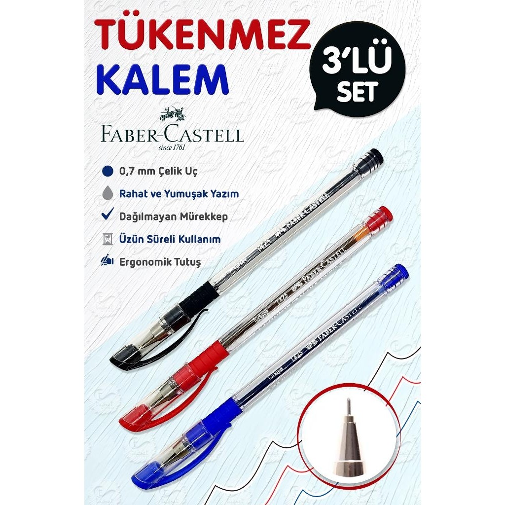 Faber 1425 Ince Iğne Uçlu Tükenmez Kalem 0 7mm 3 Farklı Renk T1030 Kalem & Yazı Gereçleri Fiyatı