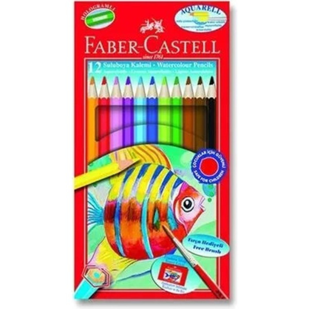Faber Aquarel Karton Kutu Suluboya Kalemi 12 Renk Kuru Boya Kalemi Fiyatı