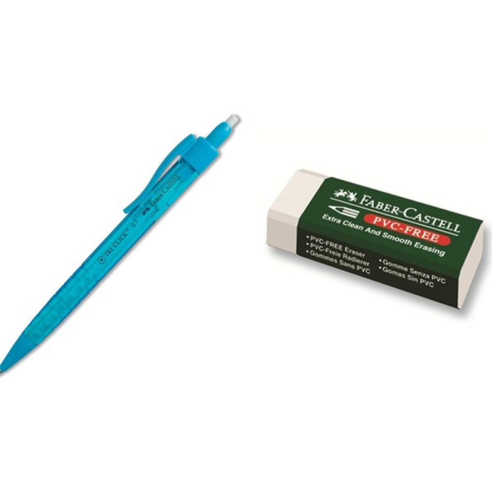 Faber-Castel Tri Click Versatil Kalem + Faber-Castell Beyaz Silgi Mekanik Kurşun (Versatil) Kalem Fiyatı