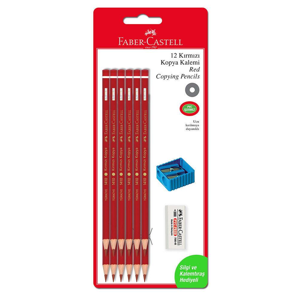 Faber Castell 12'li Kırmızı Kopya Kalemi (Silgi Ve Kalemtıraş Hediyeli) Kurşun (Ahşap) Kalem Fiyatı