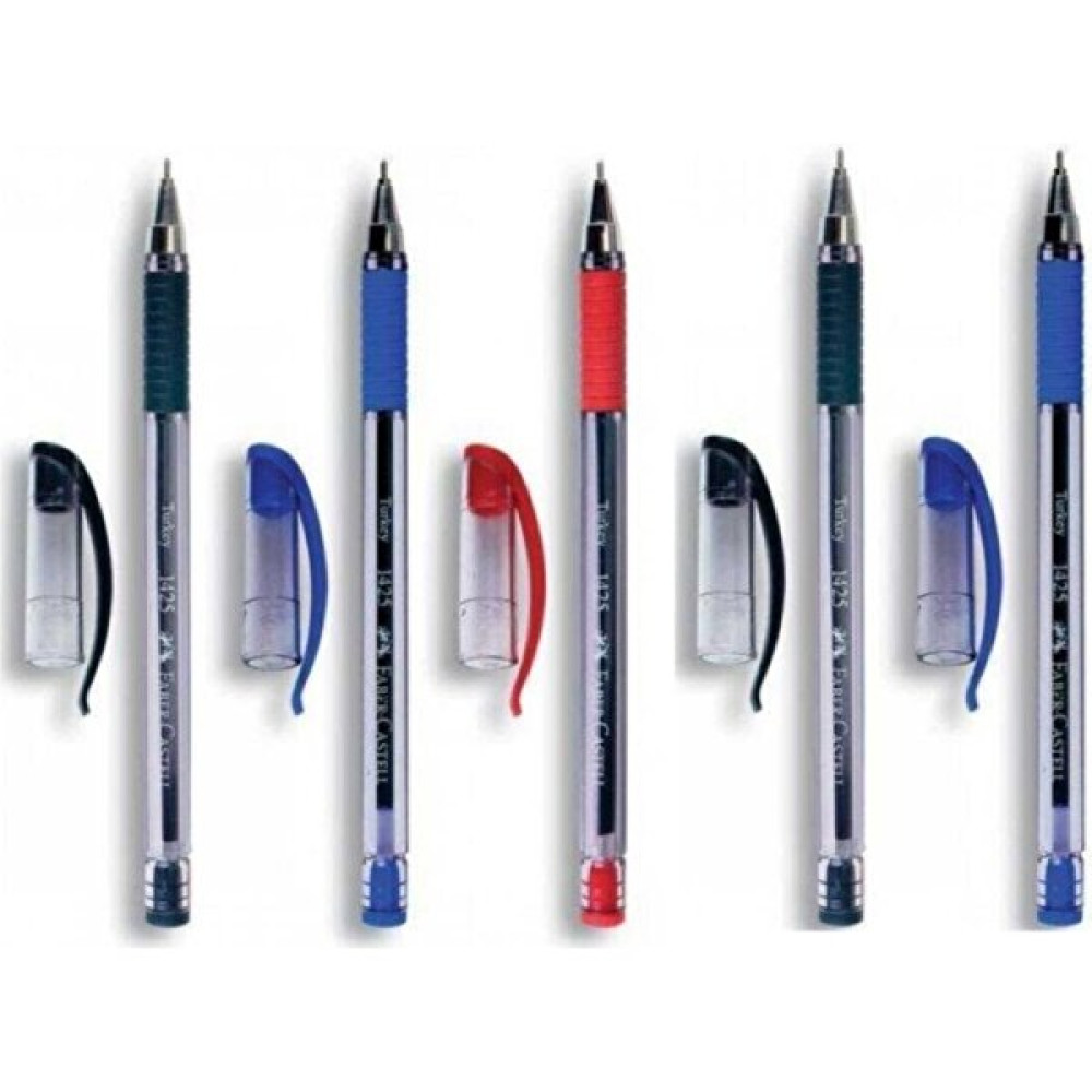 Faber-Castell 1425 Tükenmez Kalem Siyah 2'li + Mavi 2'li Kırmızı Tekli Tükenmez Kalem Fiyatı