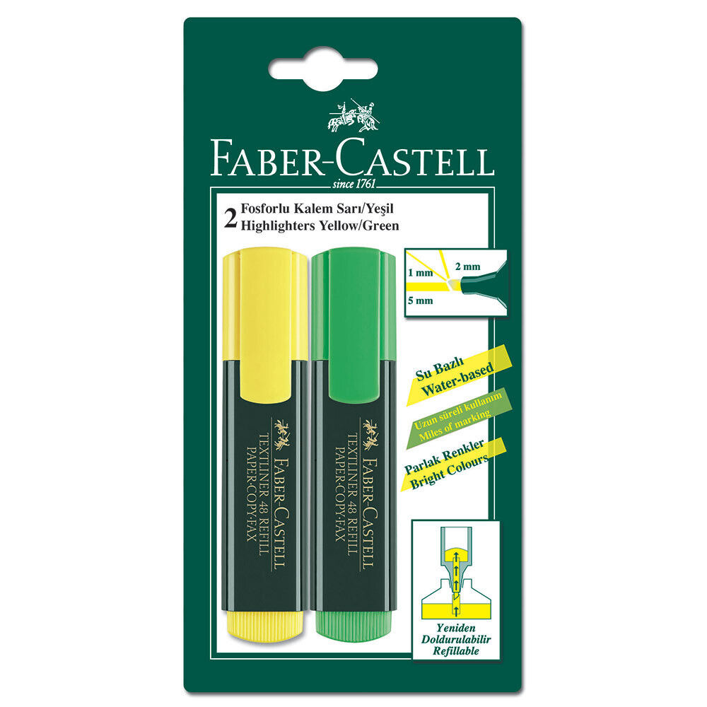 Faber Castell 2 Renk Fosforlu Kalem Sarı&Yeşil Fosforlu Kalem Fiyatı