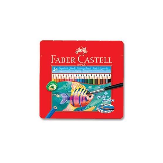Faber Castell 24 Renk Metal Kutu Aquarel Suluboya Kalemi