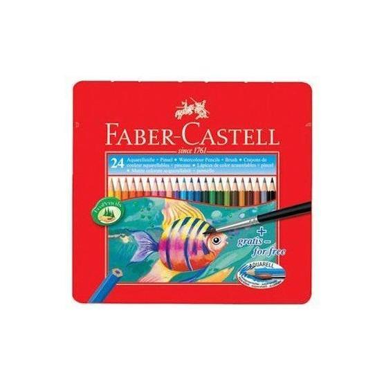Faber Castell 24 Renk Metal Kutu Aquarel Suluboya Kalemi