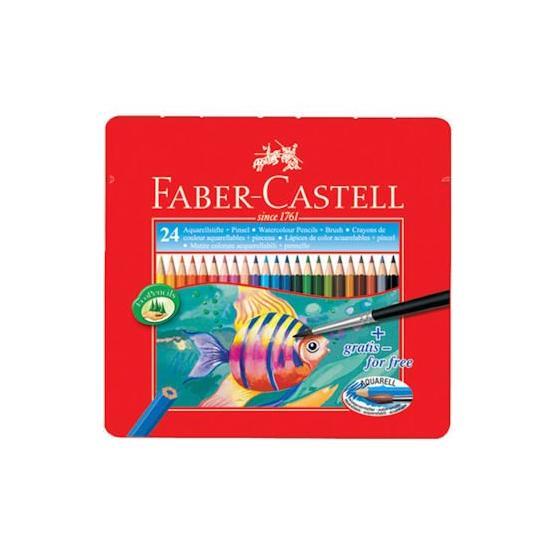 Faber Castell 24 Renk Metal Kutu Aquarel Suluboya Kalemi