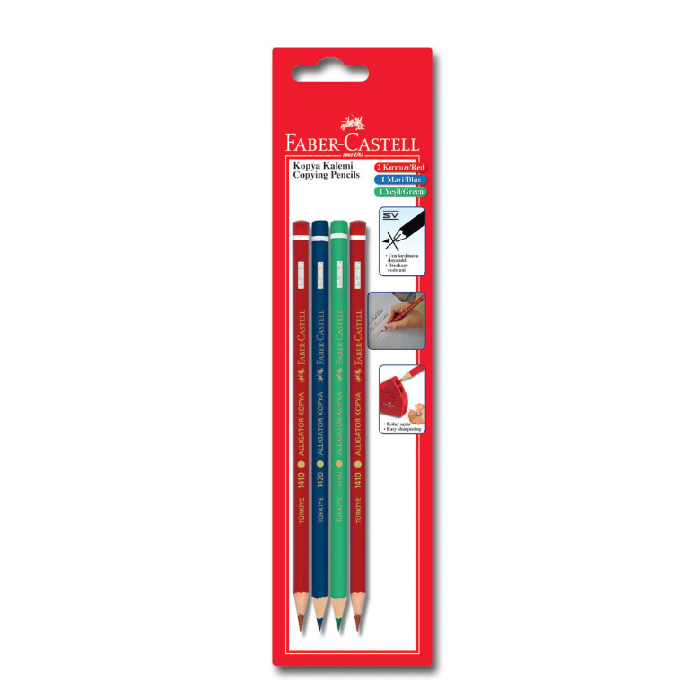 Faber Castell 4'lü Kopya Kalem Seti 3 Renk Kurşun (Ahşap) Kalem Fiyatı