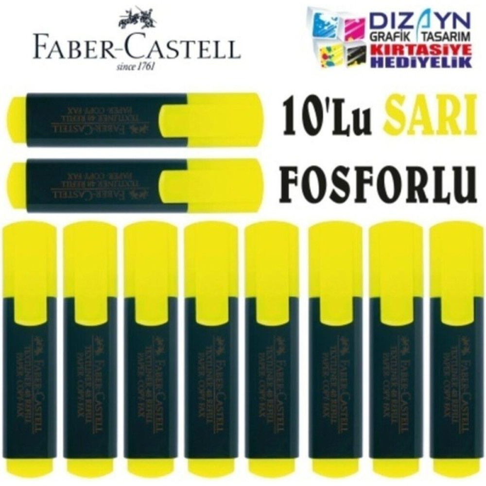 Faber-Castell Faber Castell Fosforlu Kalem 10LU Sarı Keçe Uçlu Kalem Fiyatı
