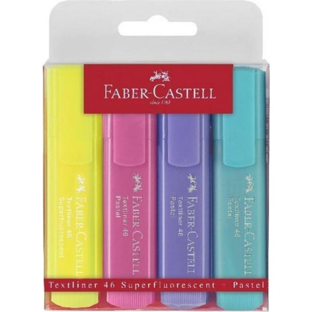 Faber-Castell Fosforlu Kalem 4'lü Pastel Renkler 1 Paket Textliner Soft Renk Kesik Uçlu Işaretleme Kalemi Fosforlu Kalem Fiyatı