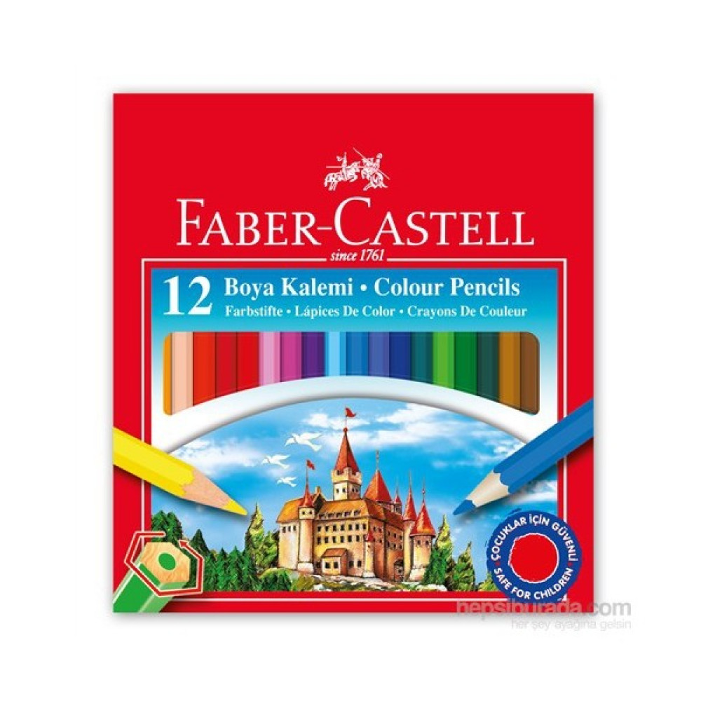 Faber-Castell Karton Kutu Boya Kalemi 12 Renk Yarım Boy 5171116412 - 1 Adet Kuru Boya Kalemi Fiyatı