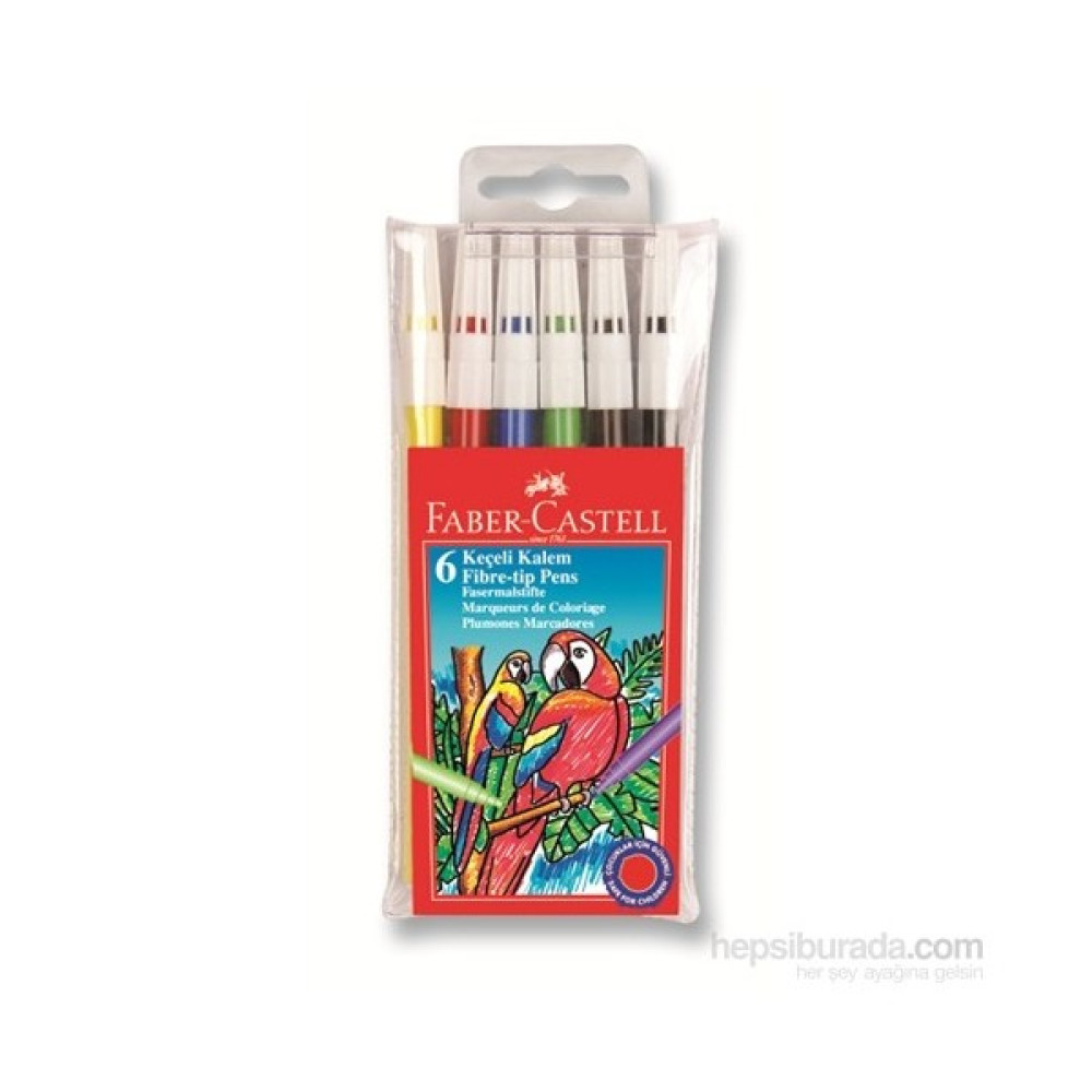 Faber-Castell Keçeli Boya Kalemi 6'lı Poşet (5062155106) Keçe Uçlu Kalem Fiyatı