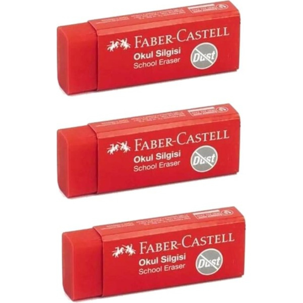 Faber-Castell Kırmızı Slgi Orta Boy 3 Adet Faber Silgi Dust Kırmızı Orta Boy Kırmızı Okul Silgisi - Standart Silgi Fiyatı
