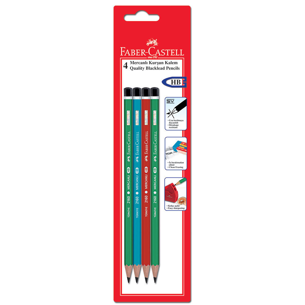 Faber Castell Mercanlı Kurşun Kalem 4'Lü Kurşun (Ahşap) Kalem Fiyatı