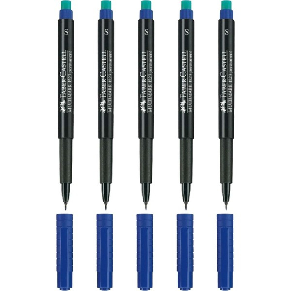 Faber-Castell Multimark 1523 S Asetat Kalemi 0.4 mm Mavi 5 Adet CD-DVD-Asetat Kalemi Fiyatı