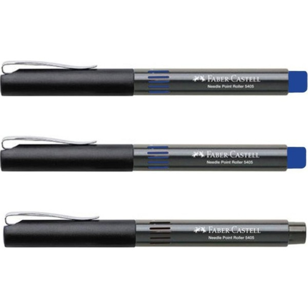 Faber-Castell Roller Kalem 0.5 mm İğne Uçlu Mavi 2'li + Siyah Tekli Kesik Uçlu (Kaligrafi) Kalem Fiyatı
