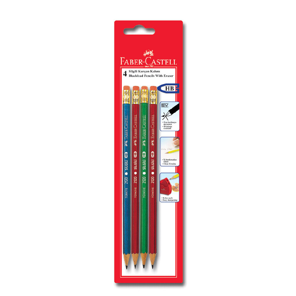 Faber Castell Silgili Kurşun Kalem 4'Lü Kurşun (Ahşap) Kalem Fiyatı