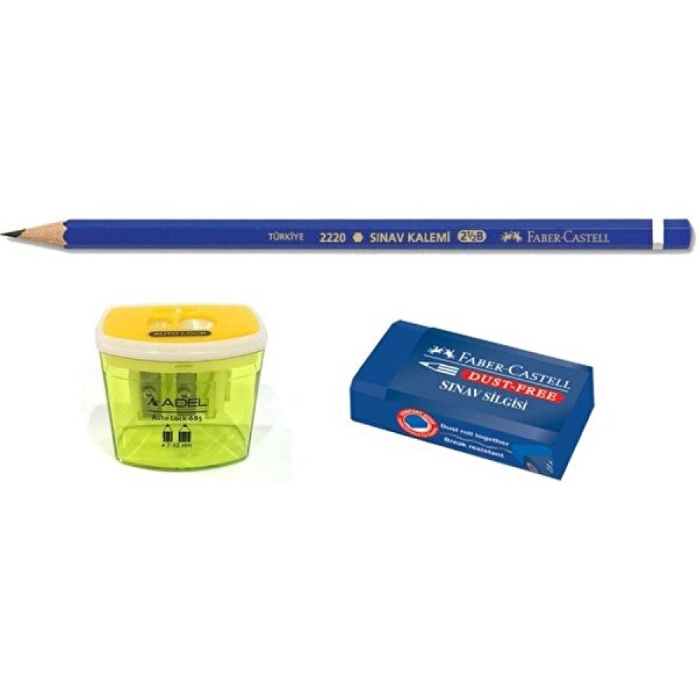 Faber-Castell Sınav Seti Iı - Sınav Silgisi + Sınav Kalemi + Kalemtraş Kurşun (Ahşap) Kalem Fiyatı