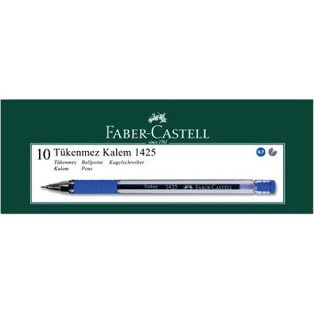Faber-Castell Tükenmez Kalem 0.7 mm Iğne Uç Mavi 10'lu Kutu 1425 Tükenmez Kalem Fiyatı