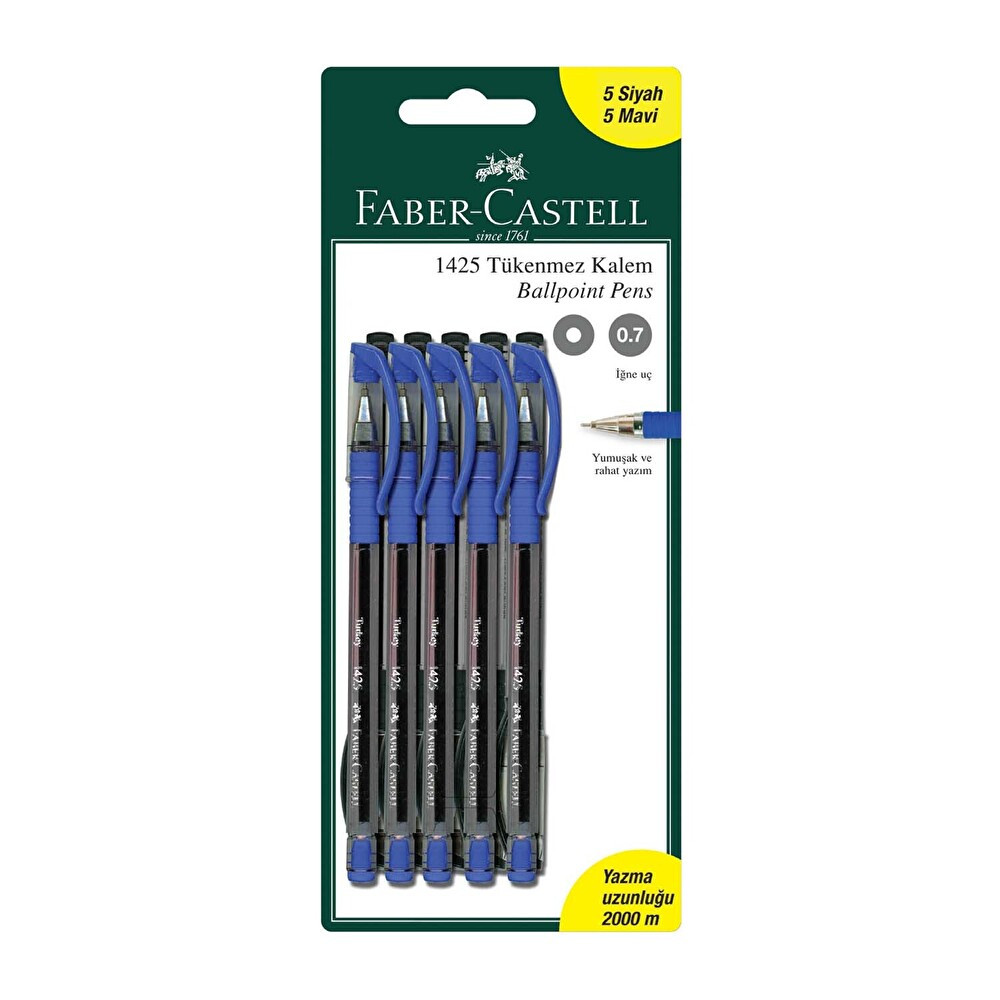 Faber Castell Tükenmez Kalem 5 Siyah 5 Mavi Tükenmez Kalem Fiyatı