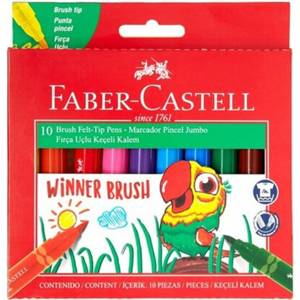 Faber Castell Winner Brush Fırça Uçlu Jumbo Keçeli Kalem 10 Renk Keçe Uçlu Kalem Fiyatı