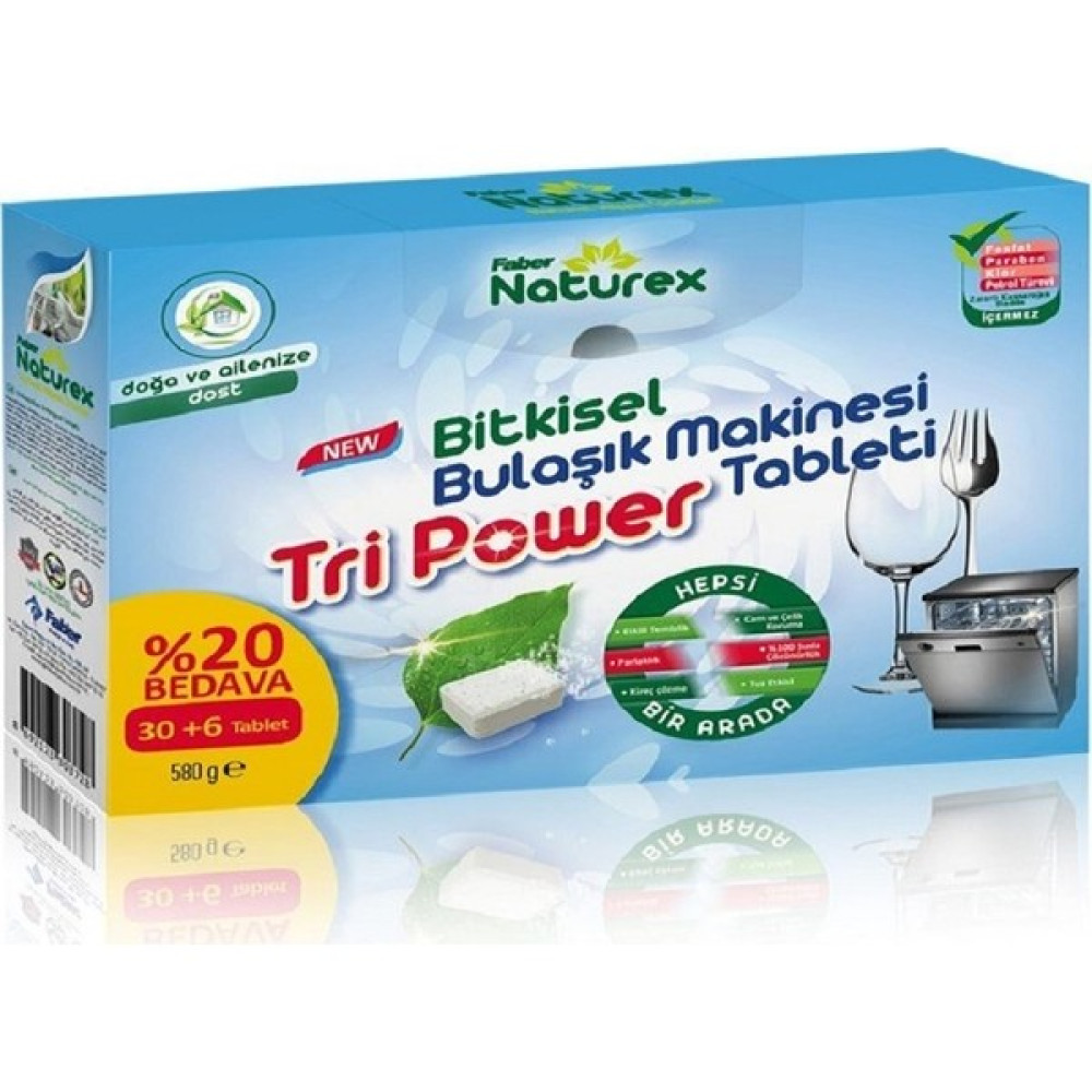 Faber Naturex Tri Power Bulaşık Makinesi Yıkama Tableti (36LIK Tablet Kutu 560 G) Bulaşık Yıkama Fiyatı