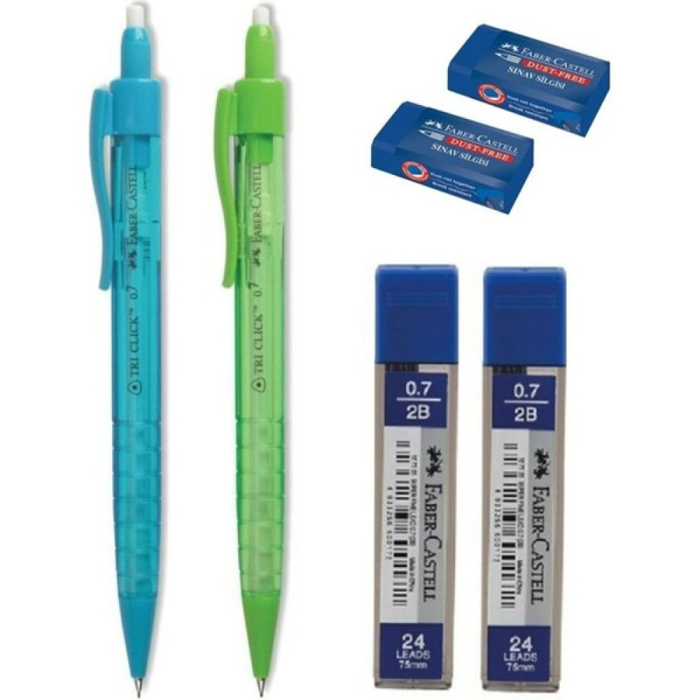 Faber Tri Click Versatil Kalem 0.7 mm 2 Adet 0.7 mm Uç 2 Adet Sınav Silgi 2 Adet Mekanik Kurşun (Versatil) Kalem Fiyatı