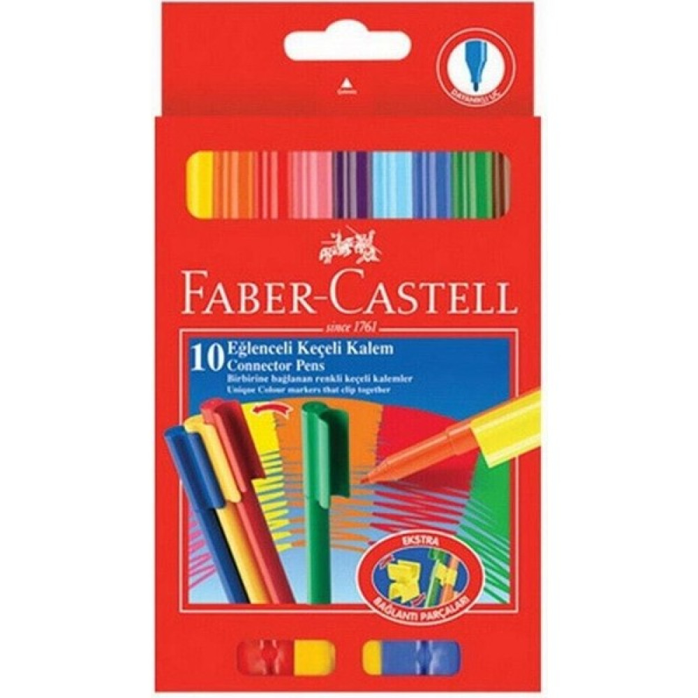 Fabercastell Eğlenceli Keçeli Kalem 10 Renk 111500 - 10'lu - Renkli Keçe Uçlu Kalem Fiyatı