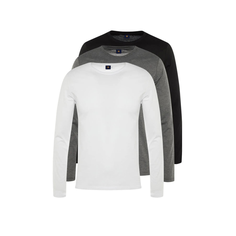 FABİO CASSANİ Classics Erkek Regular Fit Bisiklet Yaka Uzun Kollu Tişört 3lü L Beden Bayan T-shirt Fiyatı