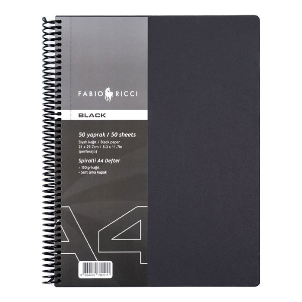 Fabio Ricci A4 Spiralli Çizim Defteri Black Defter & Kağıt Ürünleri Fiyatı