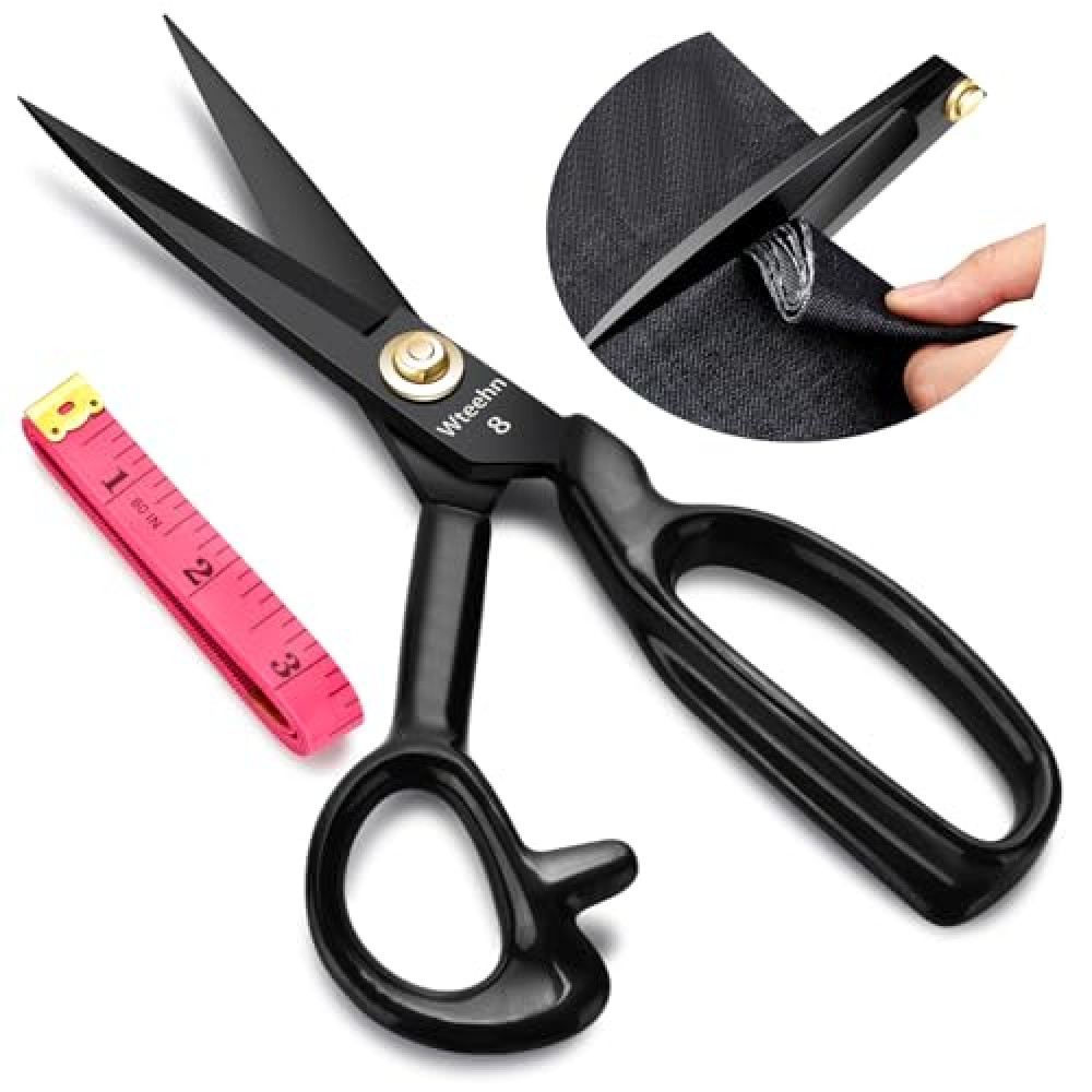Fabric Scissors Professional, 8" Heavy Duty Sewing Scissors for Fabric Cutting, Tailor Scissors Sharp Sewing Scissors for Cutting Leather, For Home Office Students Artists Dressmakers