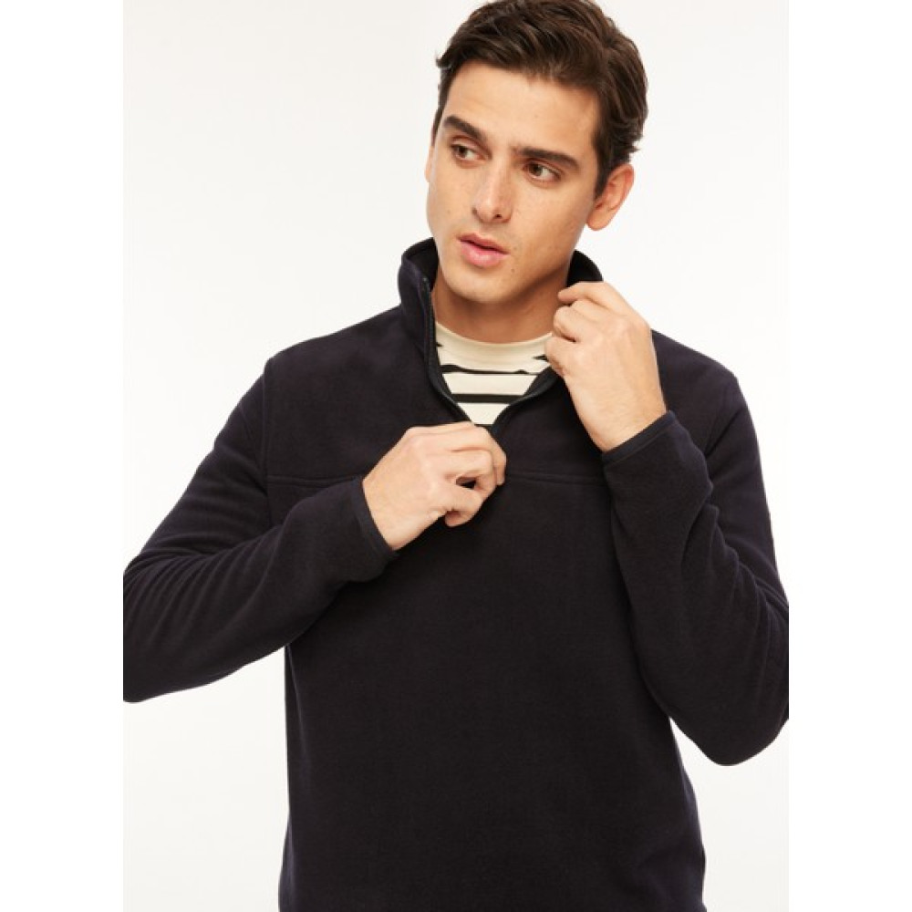 Fabrika Dik Yaka Düz Lacivert Erkek T-Shirt JAVIER Erkek Sweatshirt Fiyatı