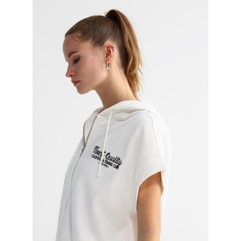 Fabrika Sports Kapüşon Yaka Nakışlı Beyaz Kadın Sveatshirt S-Arel Bayan Sweatshirt Fiyatı