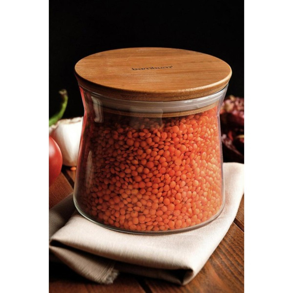 Fabriq Home Ahşap Vakumlu Kapak Cam Saklama Kavonozu 600 Ml. Saklama Kapları Fiyatı
