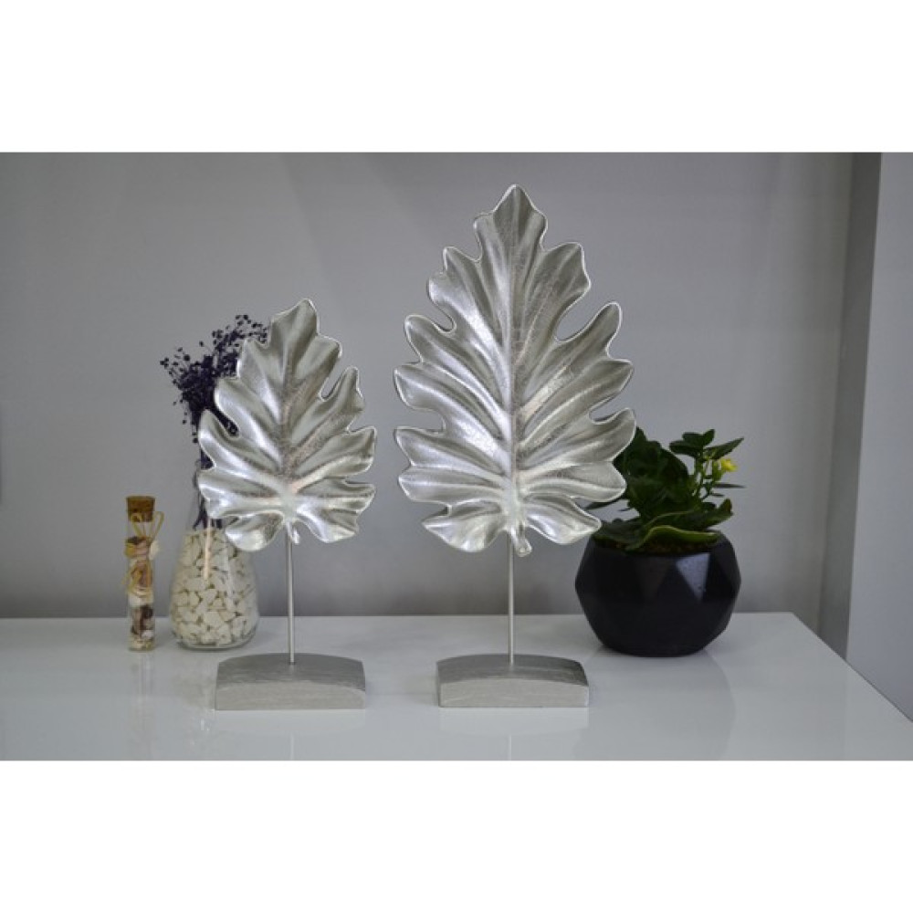 Faem Polyester Çınar Yaprağı Biblo, Hediyelik, Dekoratif Aksesuar, Gümüş (Silver),2'li Set Biblo Fiyatı