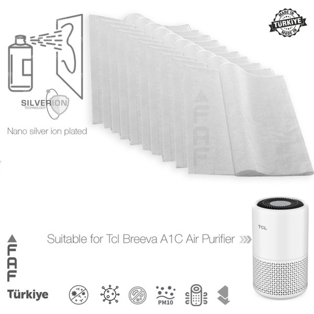 Faf 10 Adet Tcl Breeva A1C Uyumlu Gümüş Iyonlu Elektrostatik Toz Tutucu Ön Filtre Hava Temizleme - Nemlendirme Cihazları Fiyatı
