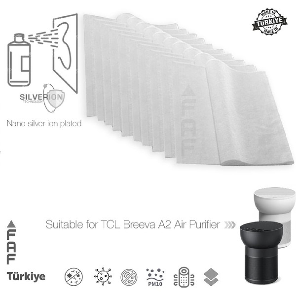Faf 10 Adet Tcl Breeva A2 Wı-Fı Uyumlu Gümüş Iyonlu Elektrostatik Toz Tutucu Ön Filtre Hava Temizleme - Nemlendirme Cihazları Fiyatı