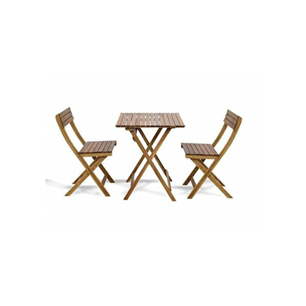 Fafare 60x60 CM Meşe Renk Katlanır Masa Ve 2 Adet Katlanır Sandalye Set Bahçe Mobilyası Fiyatı