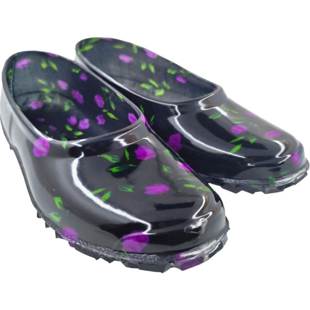Fafatara Kadın Siyah Mor Çiçekli Lastik Ayakkabı Babetler Fiyatı