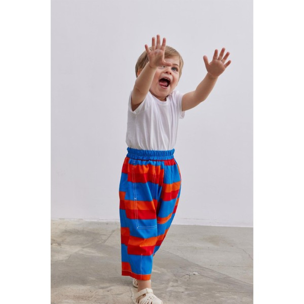 Fahhar Kids Çocuk Çift Iğne Şalvar Pantolon Çizgili Renkli Kız Çocuk Pantolon Fiyatı