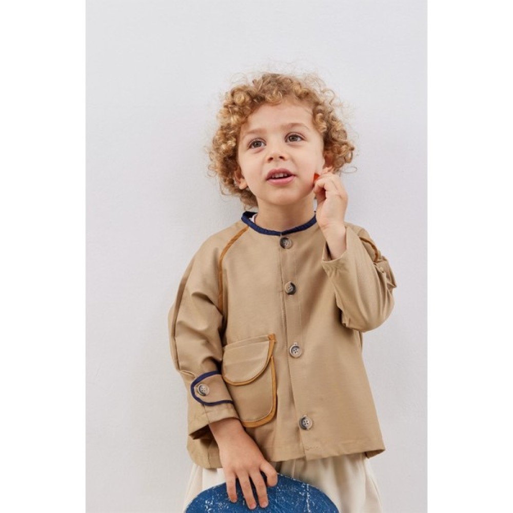 Fahhar Kids Çocuk Renkli Biyeli Ceket Camel Kız Çocuk Mont Fiyatı