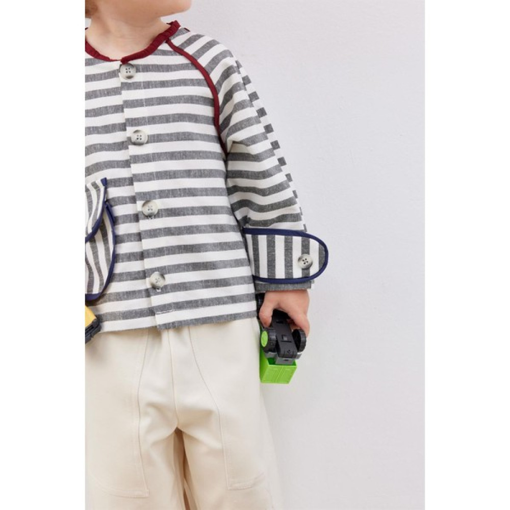 Fahhar Kids Çocuk Renkli Biyeli Ceket Füme Çizgili Kız Çocuk Mont Fiyatı