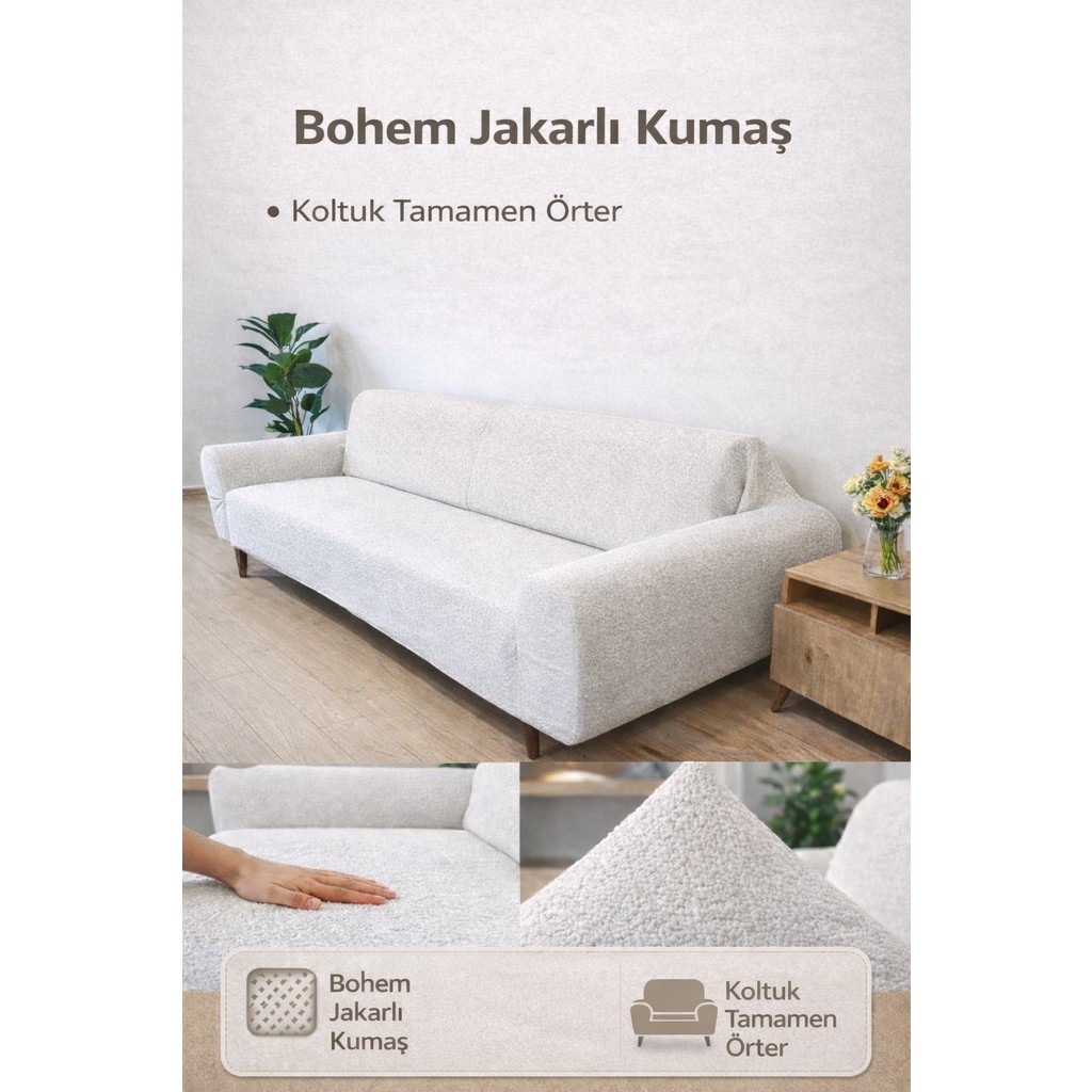Faiend Bohem Desen 3 Kişilik Gri Kanepe Örtüsü | Lastikli Koltuk Örtüsü |çekyat Örtüsü| Koltuk Kılıfı - 180 x 230 cm - Krem SSD / Solid State Drive Fiyatı